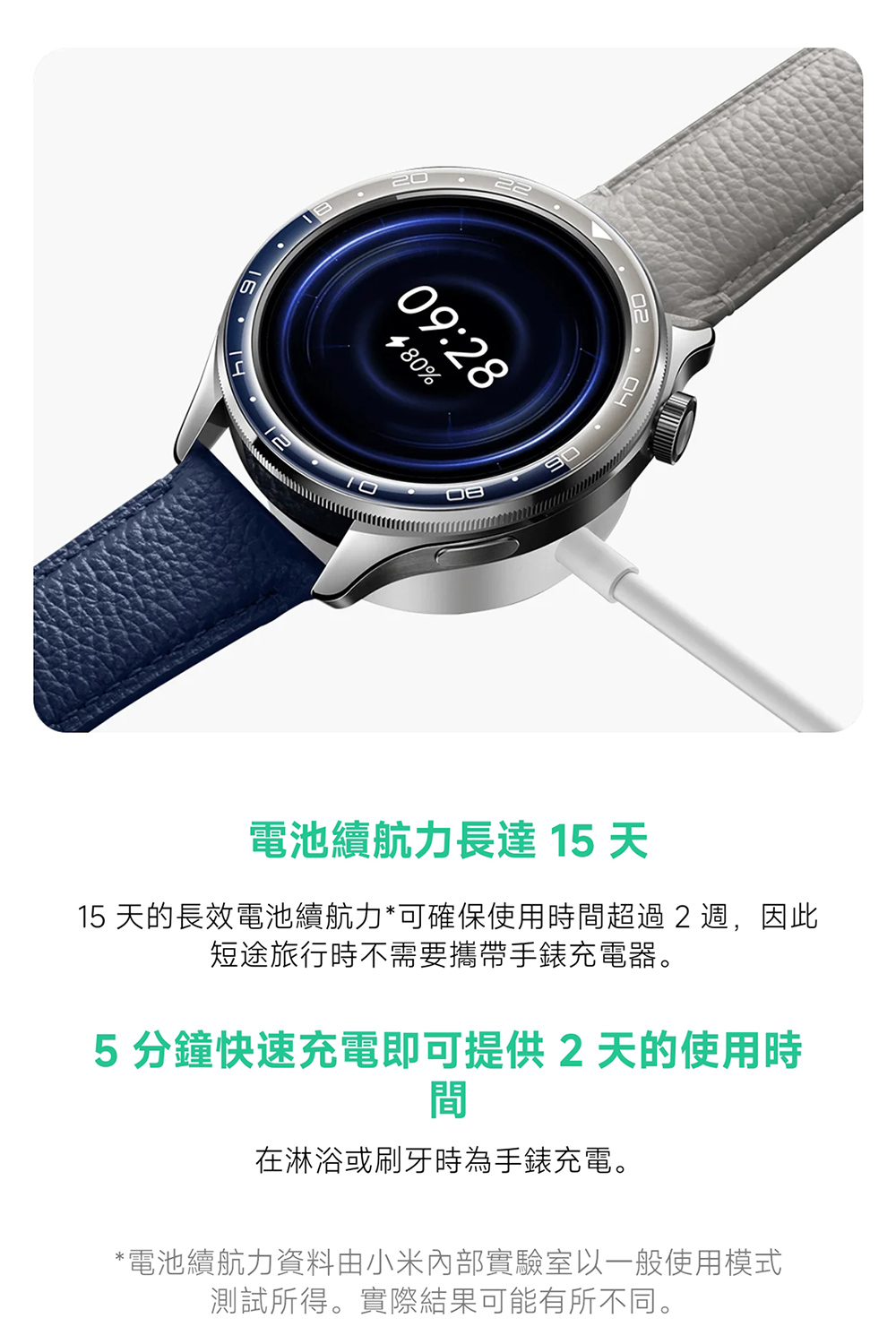 15 天的長效電池續航力可確保使用時間超過2週,因此