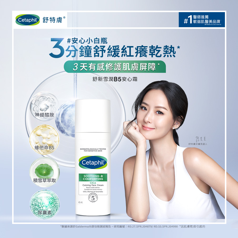 數據來源於Galderma内部功效測試報告,研究編號RD.27.SPR.204879RD.53.SPR.204990 因肌膚乾燥引起的