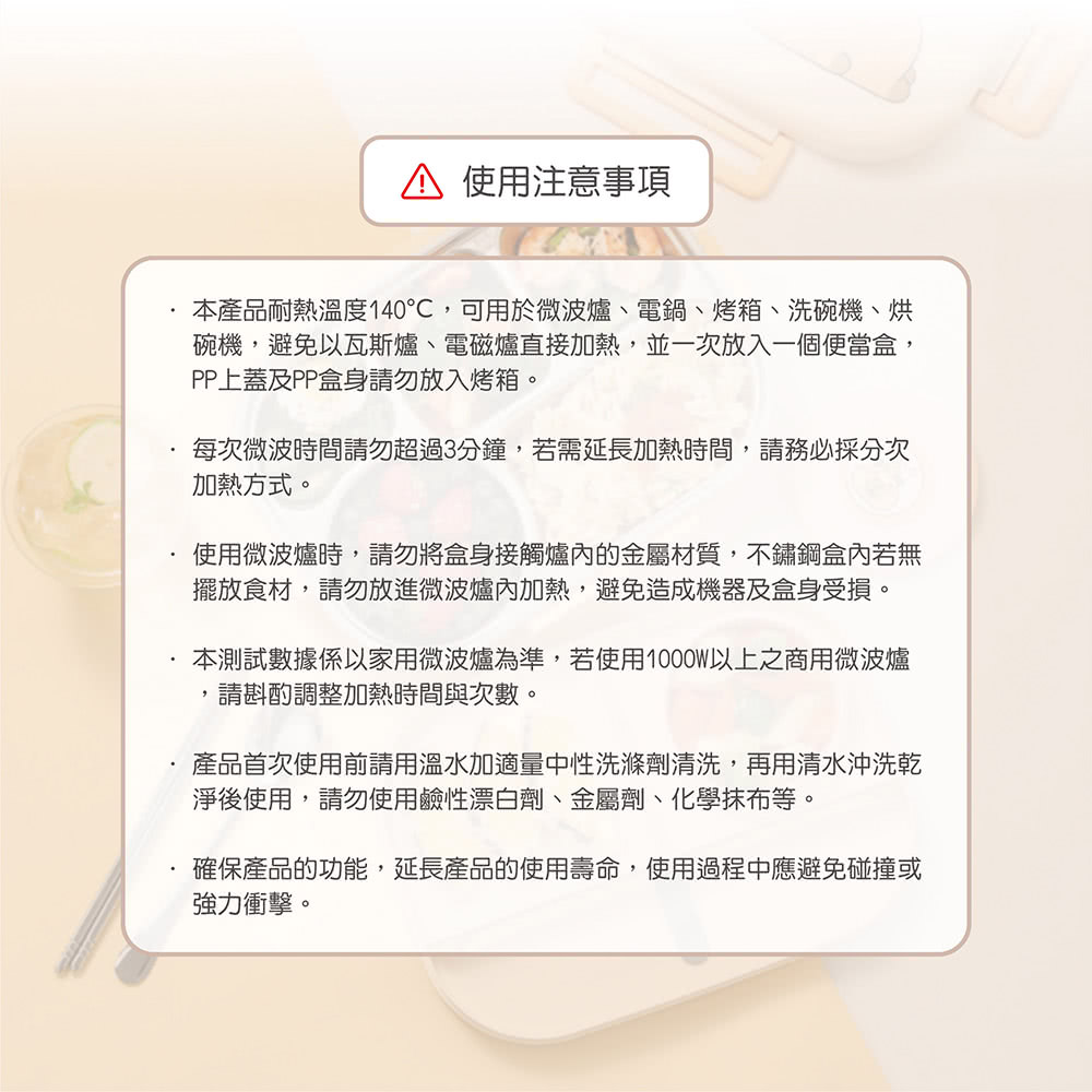 本測試數據係以家用微波爐為準,若使用1000W以上之商用微波爐