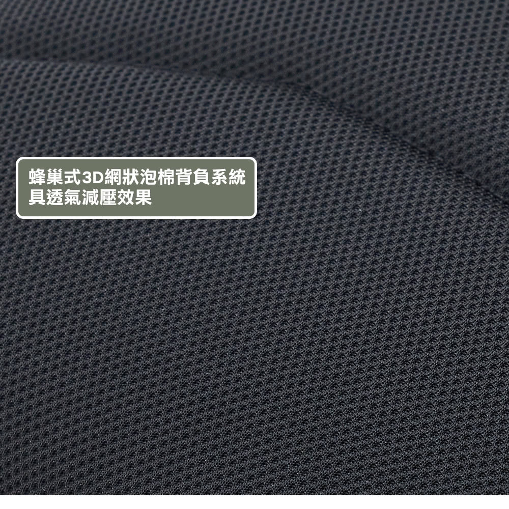 蜂巢式3D網狀泡棉背負系統具透氣減壓效果