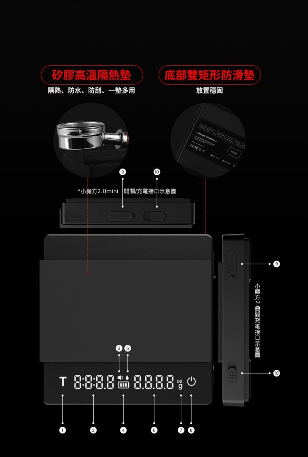 小魔方2.0mini 開關充電接口示意圖