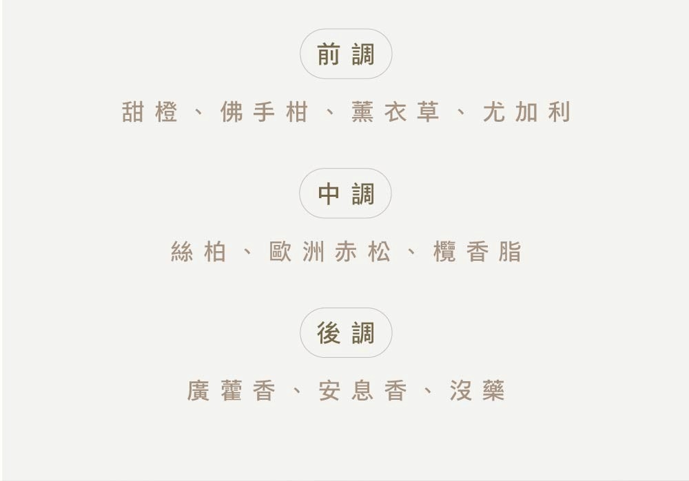 甜橙、佛手柑、薰衣草、尤加利