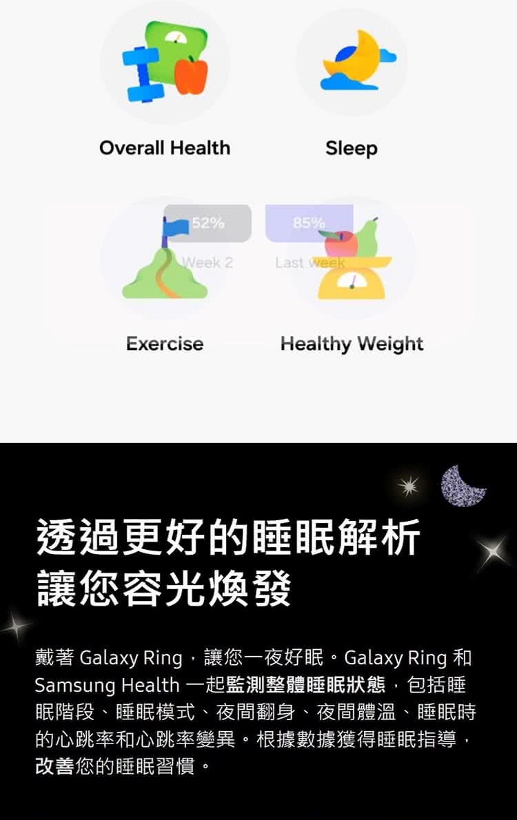 戴著 Galaxy Ring,讓您一夜好眠。Galaxy Ring 和