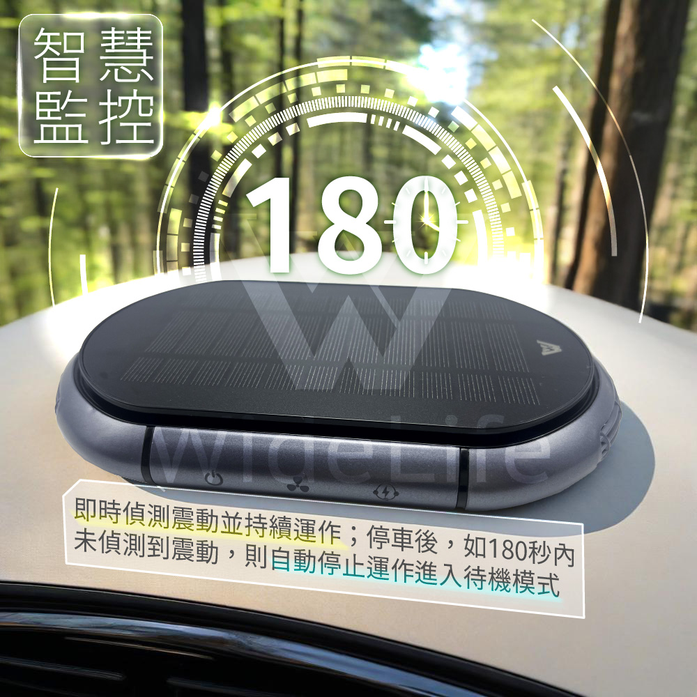 智慧 監控 即時偵測震動並持續運作停車後,如180秒內 未偵測到震動,則自動停止運作進入待機模式 