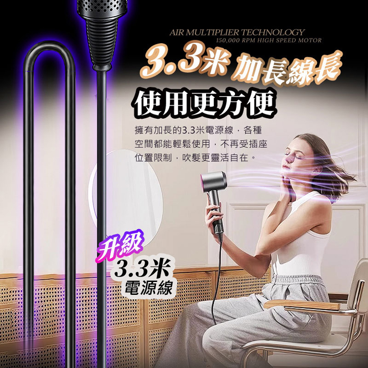 擁有加長的3.3米電源線,各種