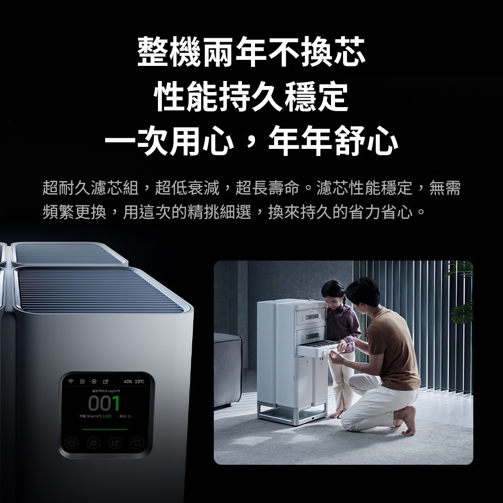 超耐久濾芯組,超低衰減,超長壽命。濾芯性能穩定,無需