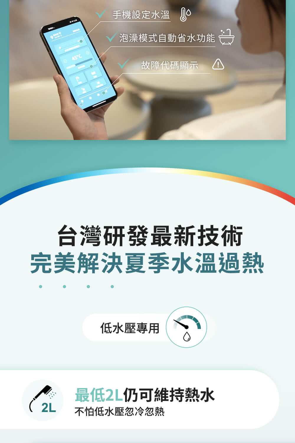 泡澡模式自動省水功能