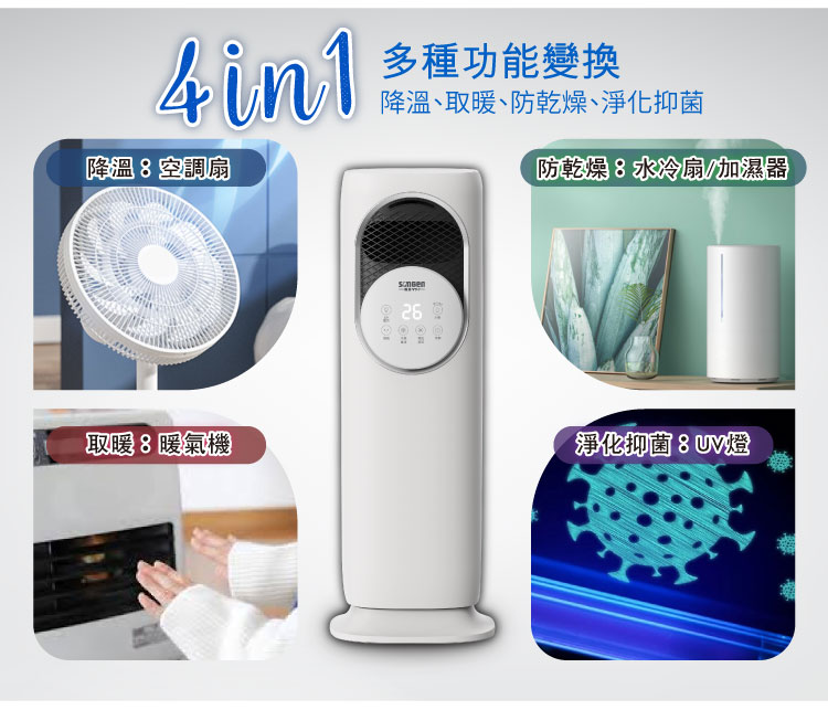 SONGEN 松井】四季冷暖兩用水霧扇/DC扇/水冷扇/循環扇/電暖器(SG