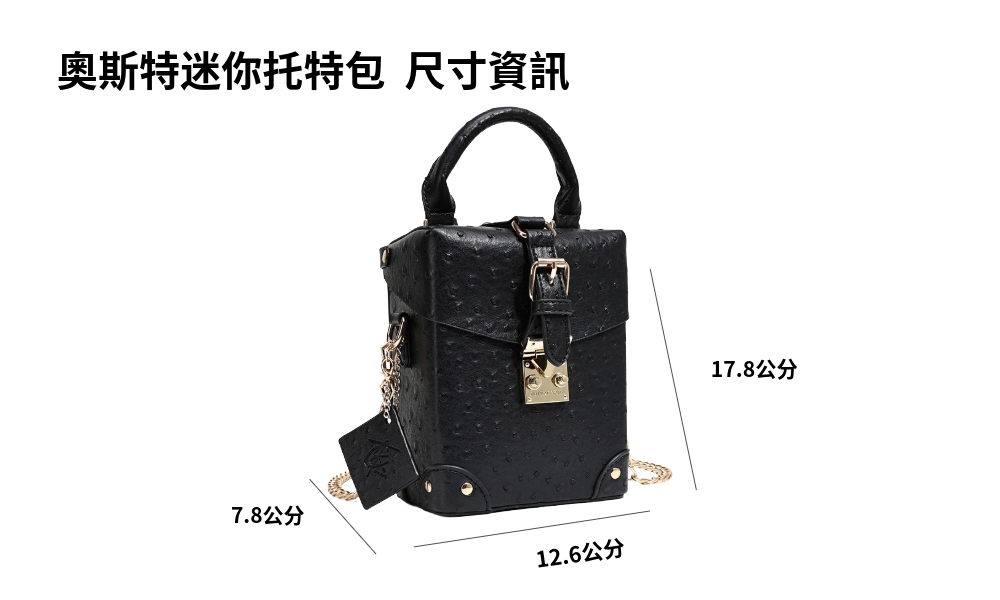 奥斯特迷你托特包 尺寸資訊 7.8公分 12.6公分 17.8公分 