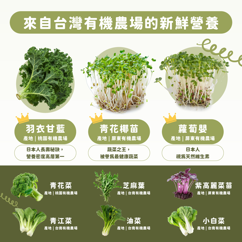 來自台灣有機農場的新鮮營養