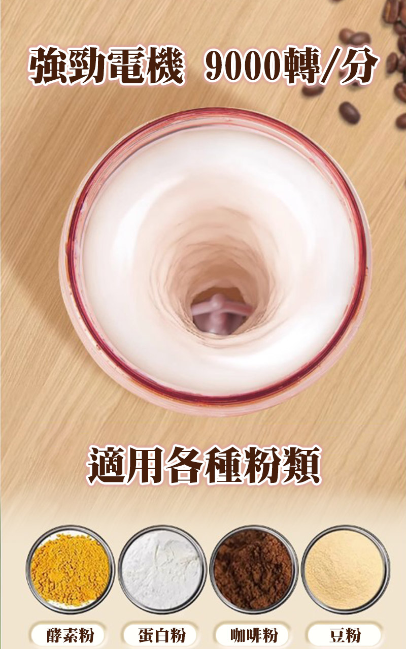 強勁電機 9000轉分 適用各種粉類 酵素粉 蛋白粉 咖啡粉 豆粉 