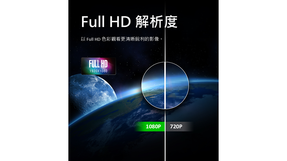 Full HD 解析度 以 Full HD 色彩觀看更清晰銳利的影像。 