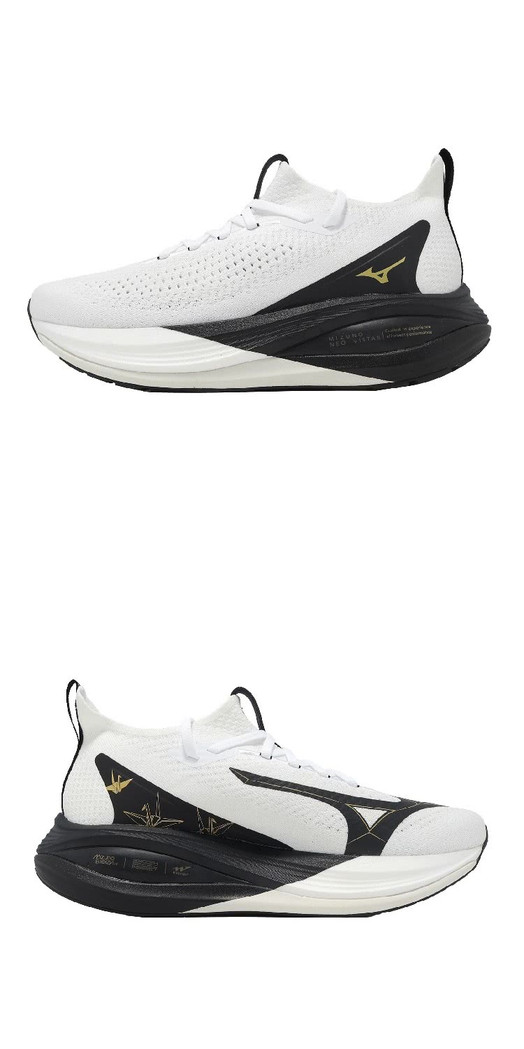 MIZUNO 美津濃】慢跑鞋Neo Vista 2 男鞋女鞋白黑厚底回彈波浪片