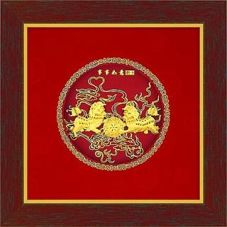 【開運陶源】純金 金箔畫 -事事如意(圓形系列 21 x21 cm)