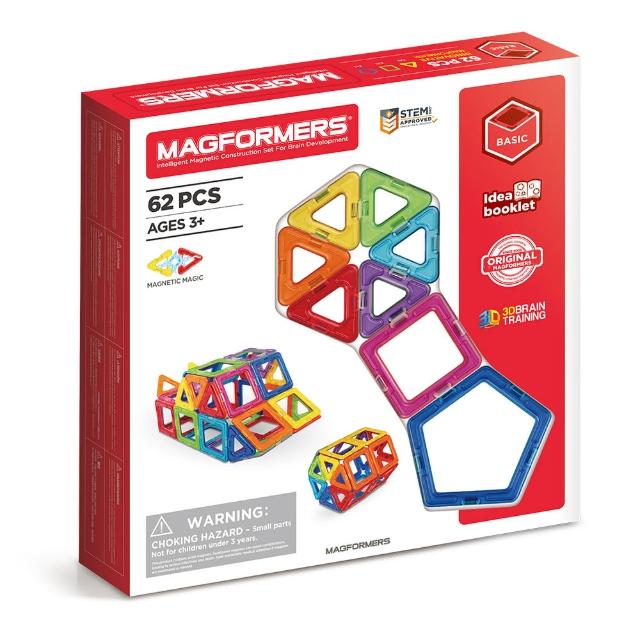 【Magformers】磁性建構片62片裝(贈專用輪架包+摩天輪支架)特價