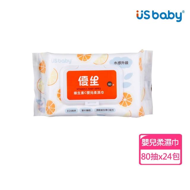 【US BABY 優生】超厚型濕紙巾箱購任選(柔軟80抽24包/酒精80抽12包/維生素C嬰兒柔濕巾80抽24包)