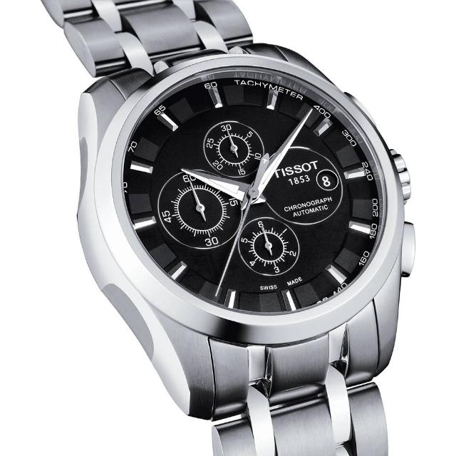 【TISSOT】Couturier 建構師系列計時機械錶-黑/43mm(T0356271105100)