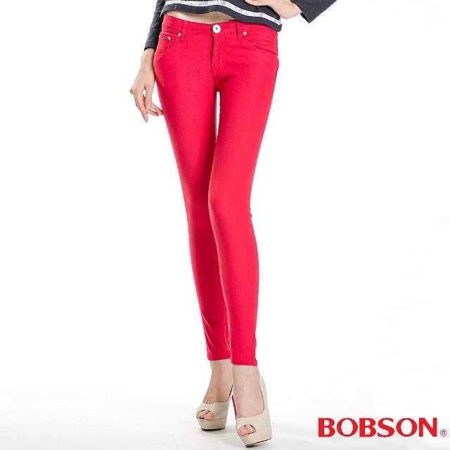 【BOBSON】女款彩色強彈力緊身褲(紅8087-13)