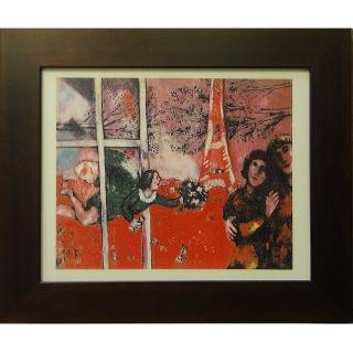 【開運陶源】Marc CHAGALL馬克 夏卡爾-艾菲爾鐵塔的新婚夫婦(世界名畫 小幅)