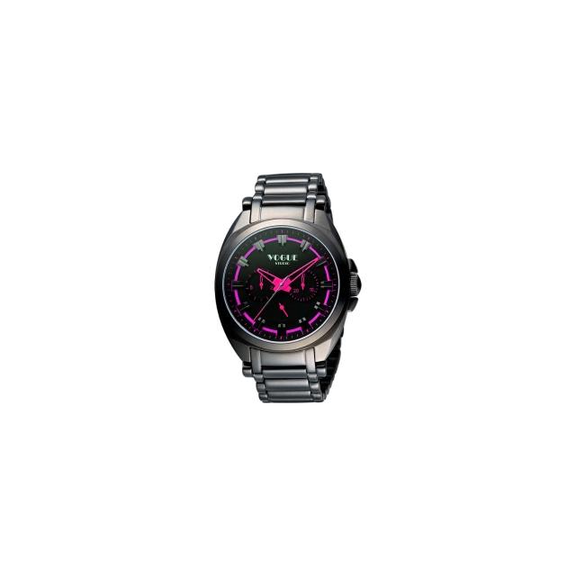 【VOGUE】嶄新系列日曆時尚腕錶-IP黑X桃紅/42mm(9V0434DP)