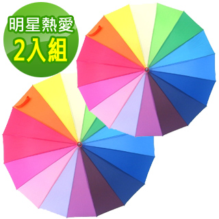 【好傘王】自動直傘系_16骨輕量彩虹傘(2入組)哪裡買