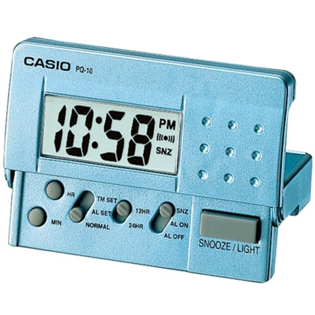 【CASIO 卡西歐】輕便數位電子鬧鐘(藍-PQ-10D-2RDF)