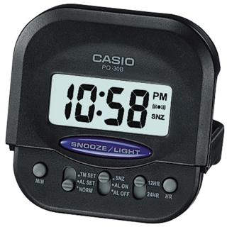 【CASIO 卡西歐】輕巧型摺疊電子鬧鐘(黑-PQ-30B-1DF)