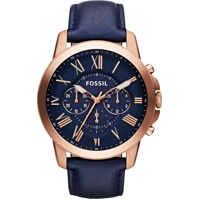 【FOSSIL】旗艦玩家復刻計時腕錶-藍x玫塊金/44mm(FS4835)特惠價