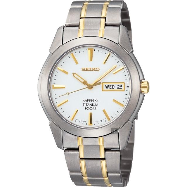 【SEIKO】鈦金屬 經典時尚腕錶-白/雙色版/38mm(7N43-0AS0KS)限時特價