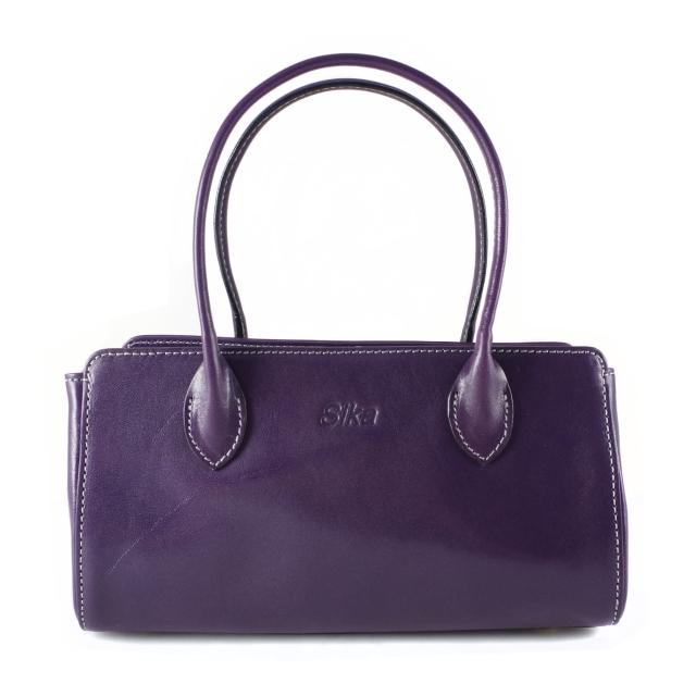 【Sika】義大利時尚真皮雙帶小提包M6037-07(木槿紫)