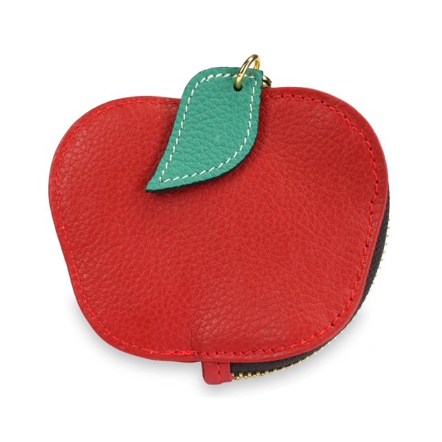 【真皮屋 CONTINUITA】輕巧蘋果水果造型零錢包(蘋果紅)福利品出清