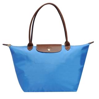 【LONGCHAMP】新色上市長提把尼龍水餃包(中-蔚藍色1899089-072)