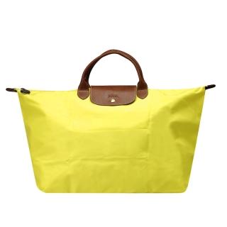 【LONGCHAMP】摺疊短把水餃手提包(大-檸檬黃1624089-174)