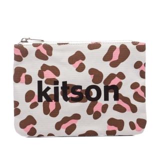 【Kitson】豹紋帆布隨身包 / 化妝包(PINK)