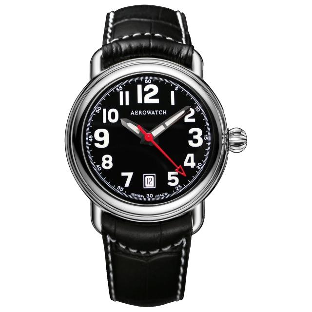 【AEROWATCH】簡約紳士經典機械腕錶-黑/40mm(A60900AA08)