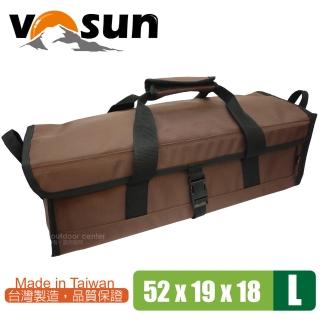 【VOSUN】台灣製 耐磨硬式底板萬用工具袋.萬用收納袋(L號 咖啡)