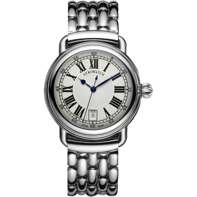 【AEROWATCH】Elegance 羅馬復刻機械腕錶-銀(A60900AA01M)
