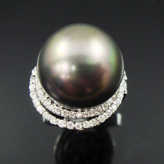 【蕾帝兒珠寶】-寵愛黑色深海貝殼珍珠戒指福利品出清