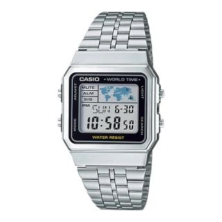 【CASIO 卡西歐】世界地圖探險復古風格電子錶(A500WA)