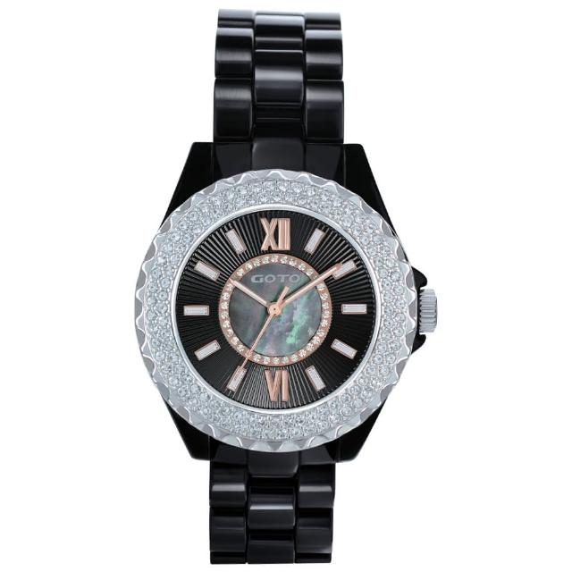 【GOTO】Elegance時尚晶鑽腕錶-黑x玫(GC8158B-33-341)強檔特價