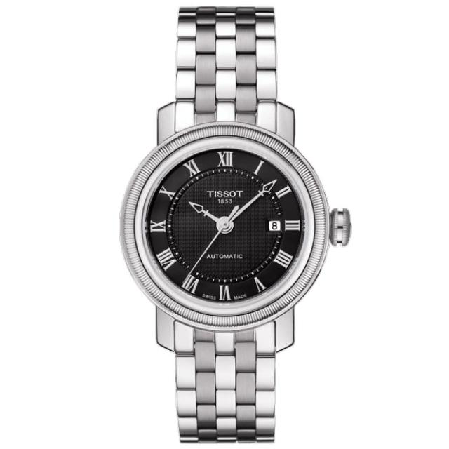 【TISSOT】Bridgeport 優雅女仕機械腕錶(黑-29mm-T0970071105300)