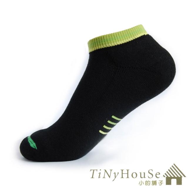 【TiNyHouSe】舒適襪系列 厚底健行船襪 超值2雙組(黑底綠線F號 T-10)排行推薦