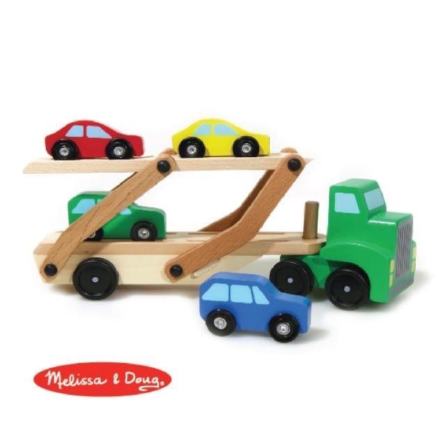 【美國瑪莉莎 Melissa & Doug】原木交通工具 - 木製雙層運輸車開箱