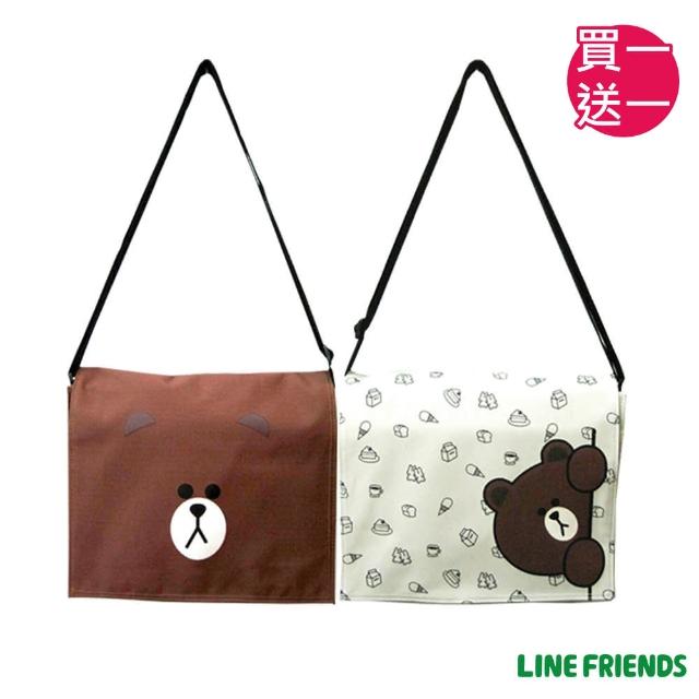 【LINE FRIENDS】無辜熊大平板側背包(中-咖/米_5425)超值商品