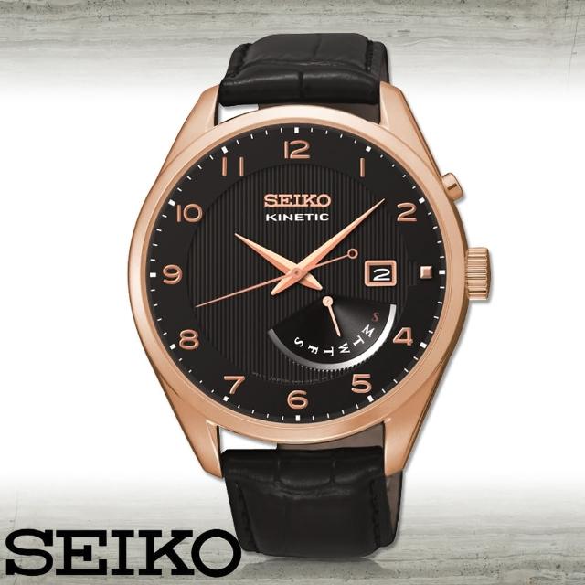 【SEIKO 精工】玫瑰金_人電動能石英男錶_錶殼4.2公分(SRN054P1)