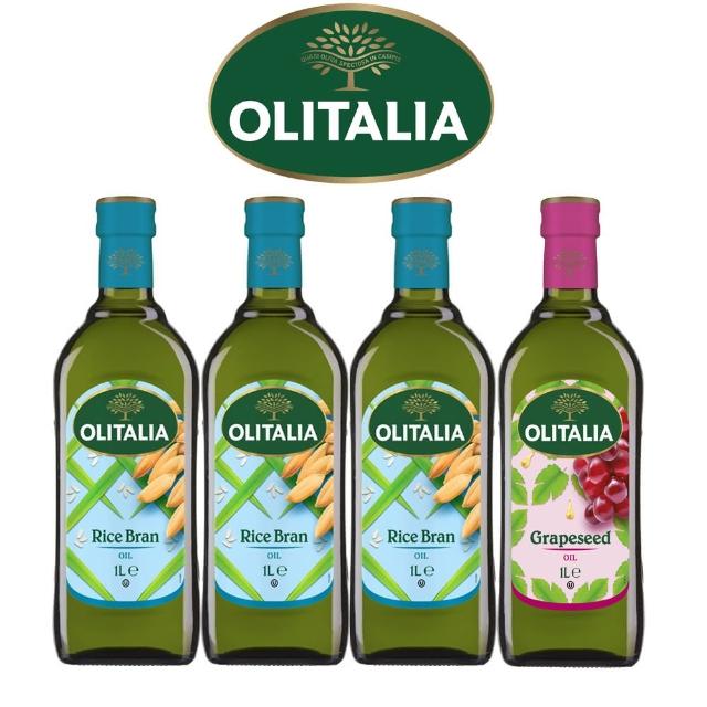 【Olitalia奧利塔】樂活玄米油+葡萄籽油禮盒組(1000 ml x 4 瓶)