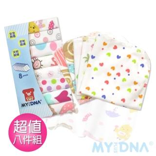 【MY+DNA熊本部】可愛印花小方巾超值八入組-女(不挑款式隨機出貨)