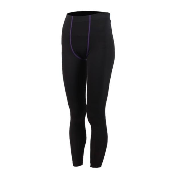 【FIRESTAR】女機能緊身長褲-慢跑 路跑 馬拉松(黑深紫)網路熱賣