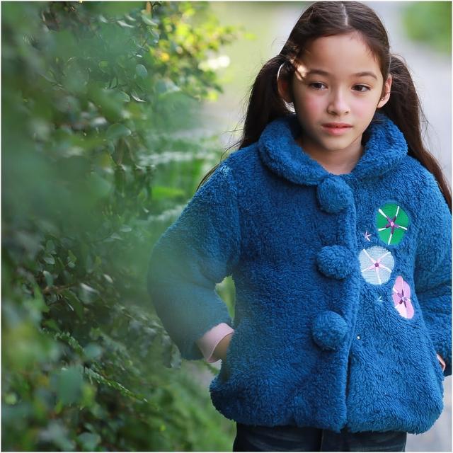 【baby童衣】女童外套 經典款毛領厚棉超保暖 藍色花邊圖騰  50426(共1色)