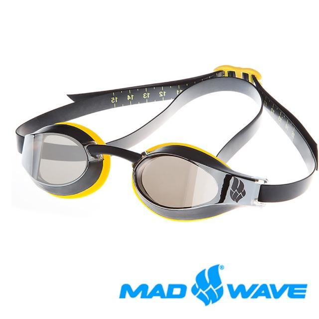 【俄羅斯MADWAVE】競技款電鍍泳鏡MIRROR YELLOW(銀質鍍膜 寬鏡面視野廣)